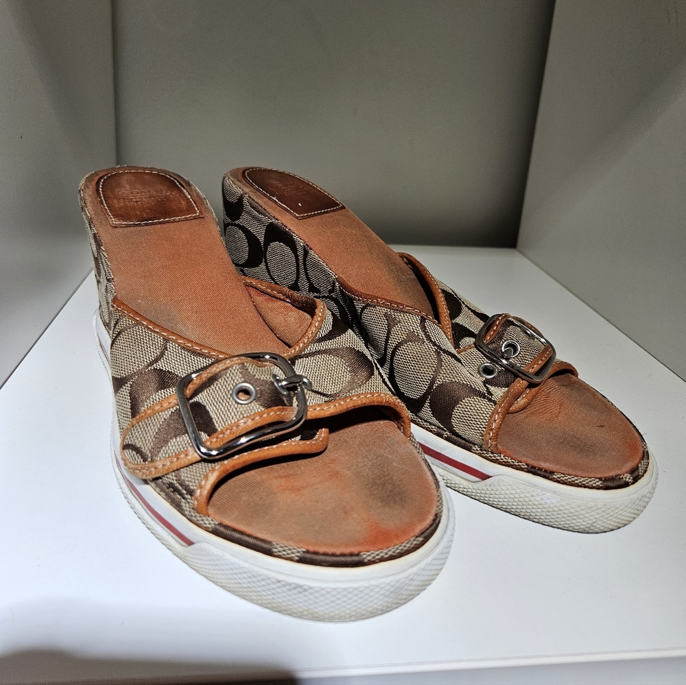 Coach Brown and Tan Wedges 7.5